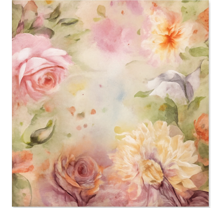 Pink floral roses living room vinyl carpet - TenStickers