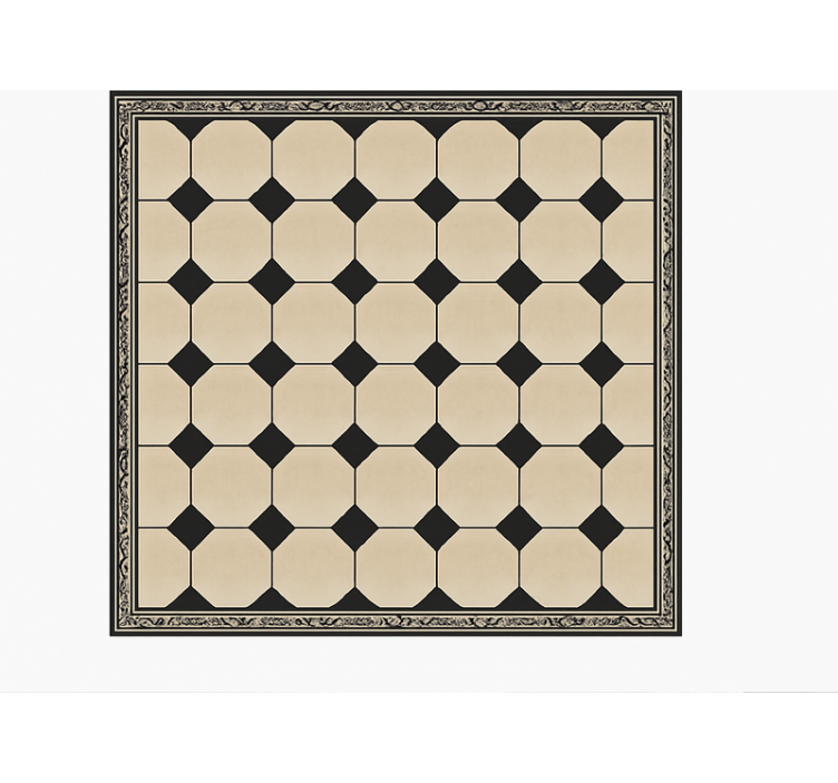 Diamond beige checkered kitchen vinyl carpet - TenStickers