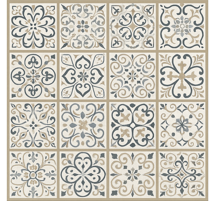 Neutral Tiled Pattern dining room vinyl carpet - TenStickers