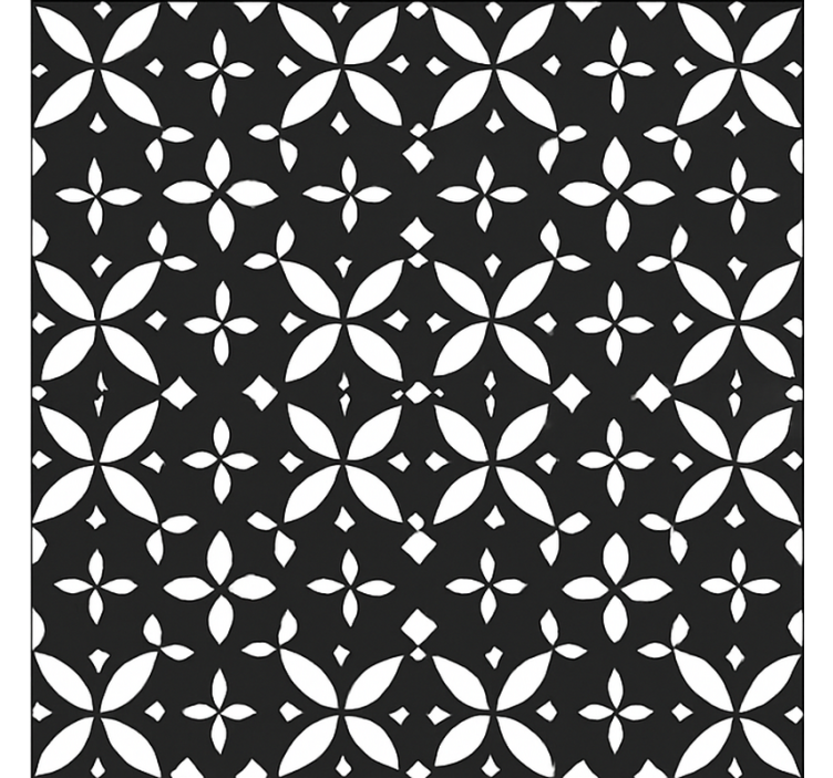 Black Floral Geometric dining room vinyl carpet - TenStickers