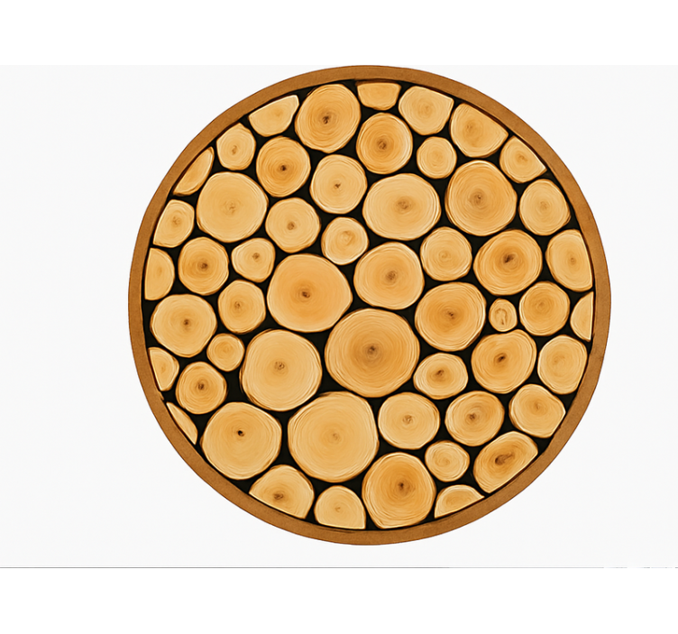 Natural Wood Slice dining room vinyl carpet - TenStickers