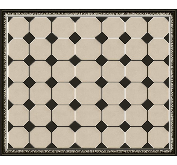 Traditional Checkerboard Tile dining room vinyl carpet - TenStickers