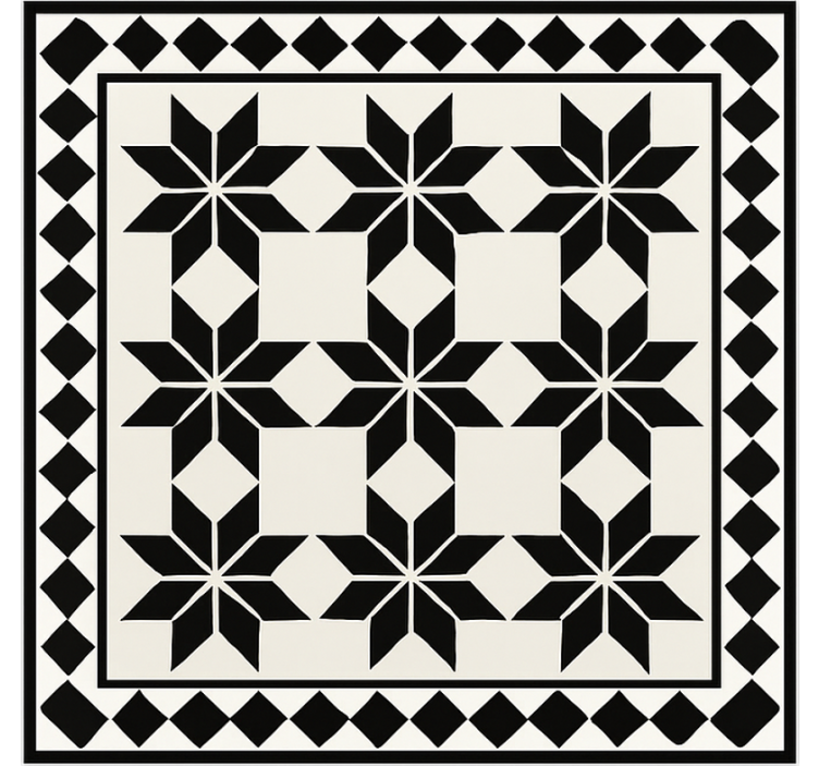 Monochrome star tile pattern  kitchen vinyl carpet - TenStickers
