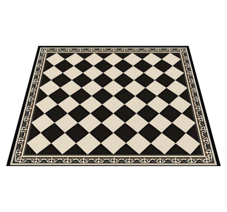 Living room vinyl carpet black checkerboard design - TenStickers