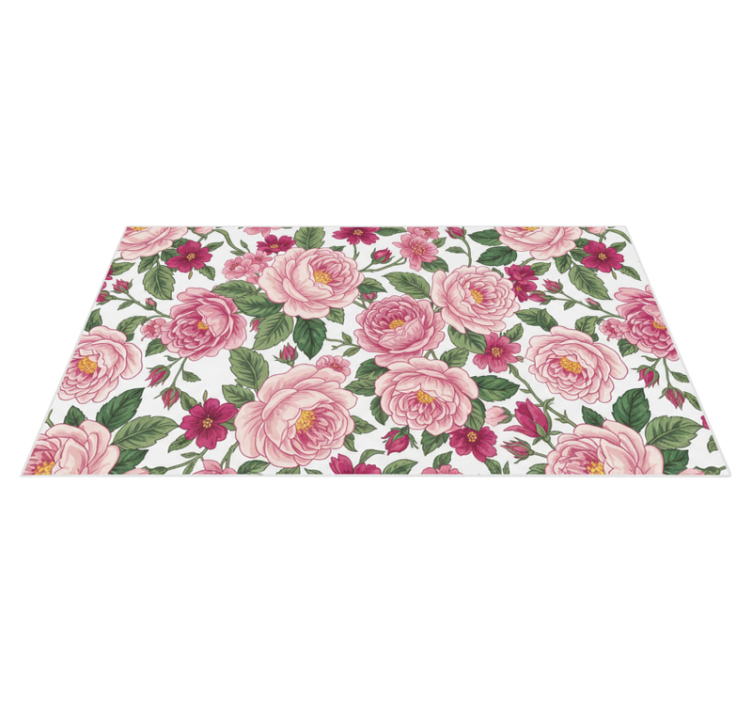 Living room vinyl carpet with beautiful pink flowers - TenStickers