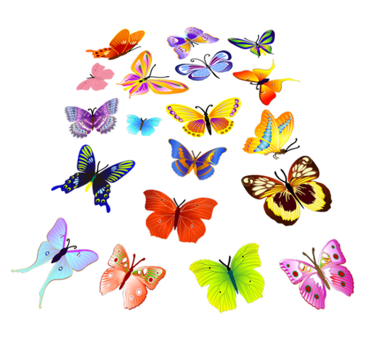 Animal vinyl carpet with multicolor flying butterflies - TenStickers