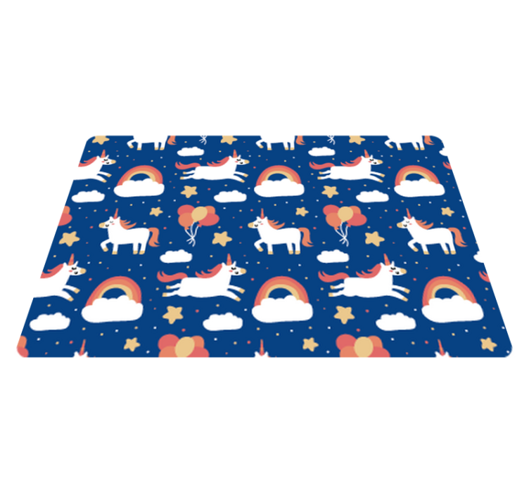 Animal vinyl carpet white unicorns for kids - TenStickers