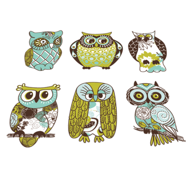 Six owls animal vinyl carpet - TenStickers