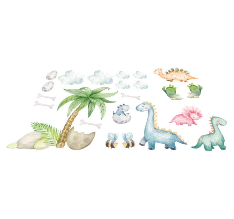 Cute watercolor dinosaurs animal vinyl carpet - TenStickers