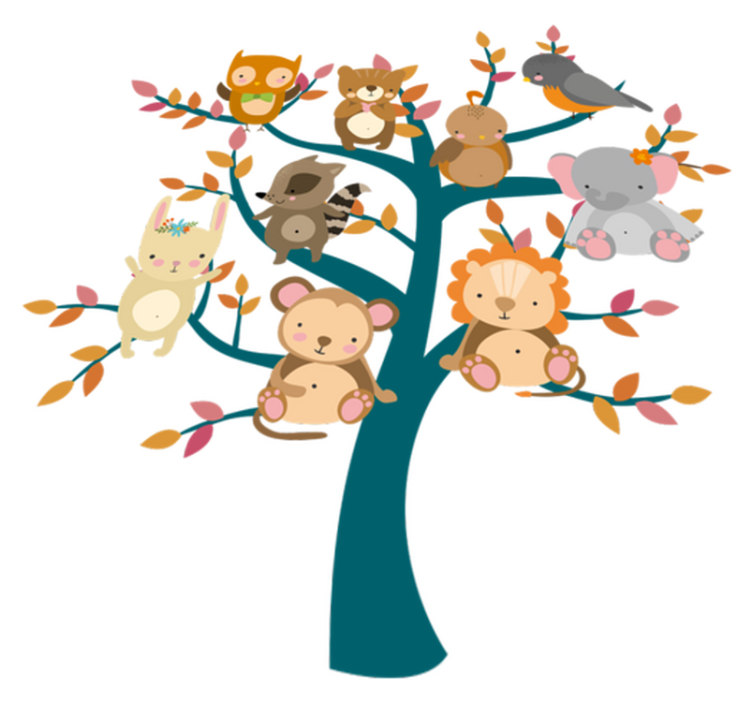 Animal vinyl carpet tree with baby animals - TenStickers