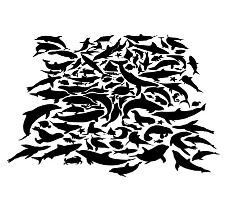 Animal vinyl carpet marine black creatures - TenStickers