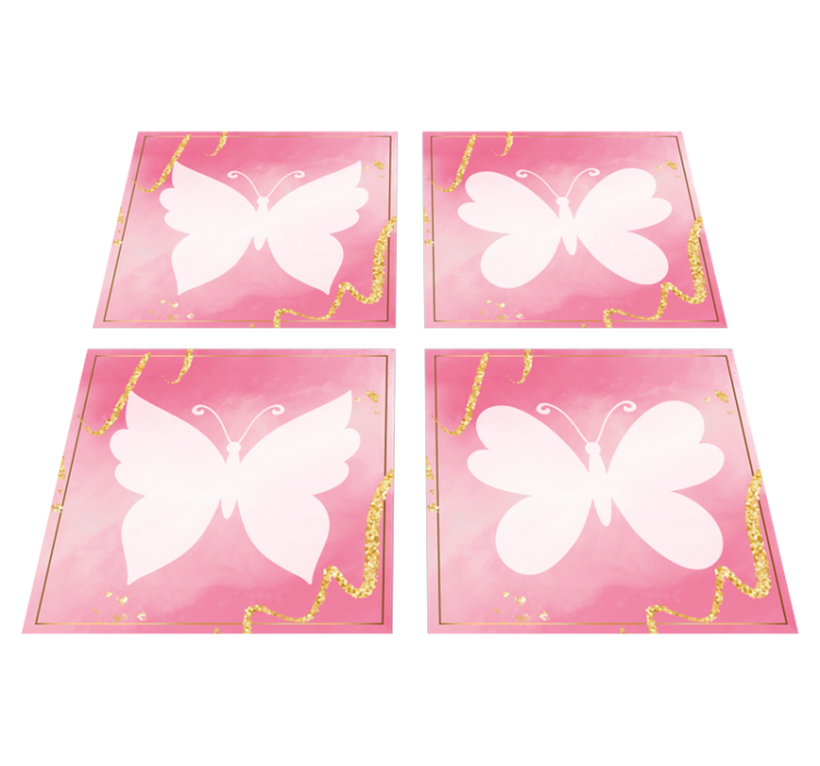 Animal vinyl carpet with pink butterfly tiles - TenStickers