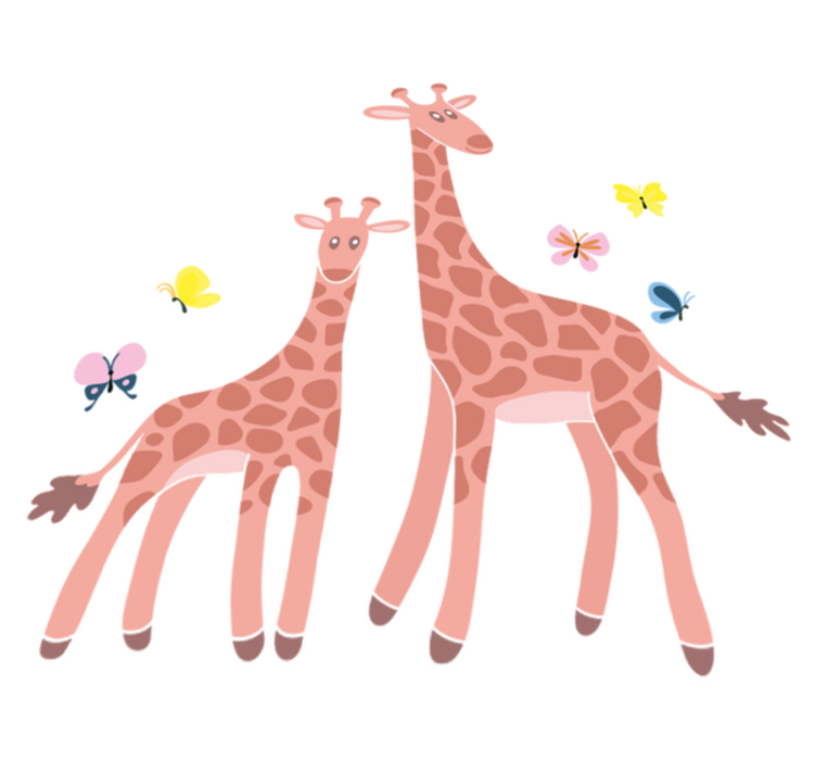 Animal vinyl carpet parent and child butterfly giraffe - TenStickers