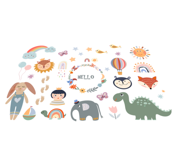 Animal vinyl carpet with kids floral design - TenStickers