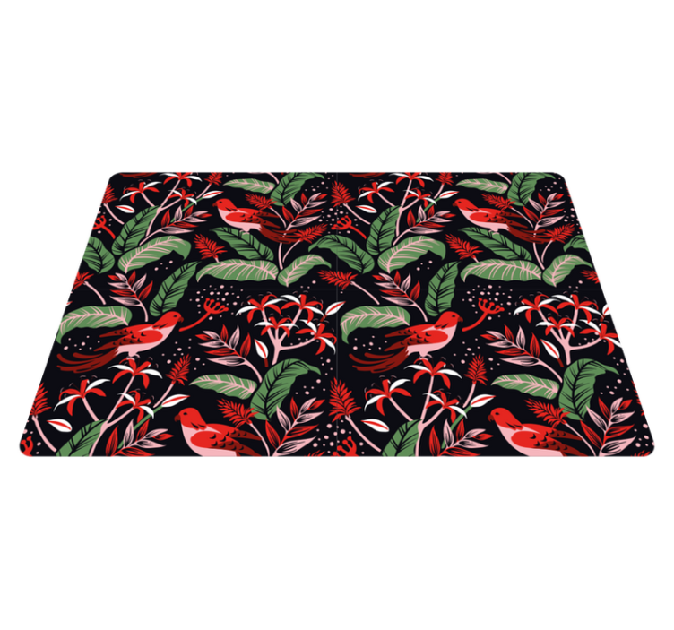 Animal vinyl carpet with red and pink leaf pattern - TenStickers