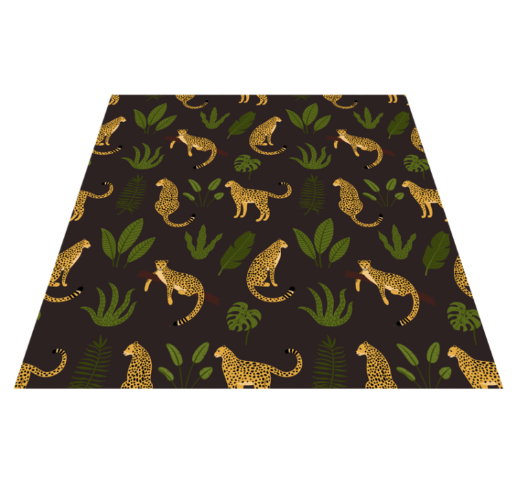 Animal vinyl carpet in dark botanical leopard pattern - TenStickers