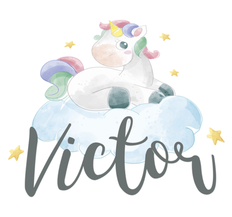 Animal vinyl carpet watercolor unicorn with clouds - TenStickers
