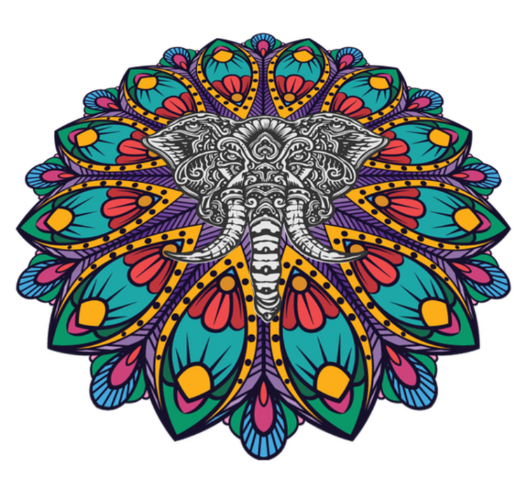 Animal vinyl carpet colorful elephant mandala - TenStickers