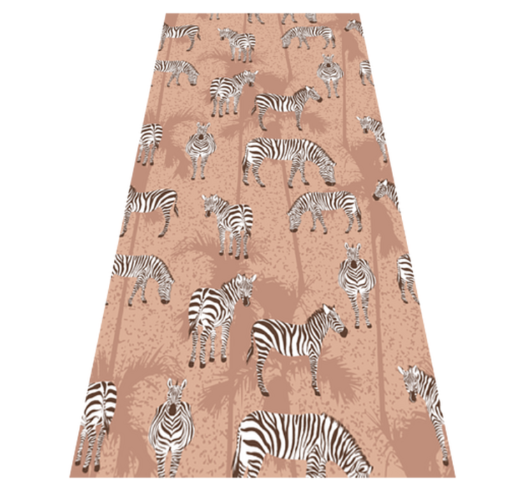 Zebra and palms brown animal vinyl carpet - TenStickers