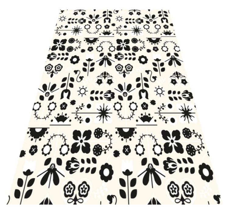 Animal vinyl carpet in black and white folk design - TenStickers