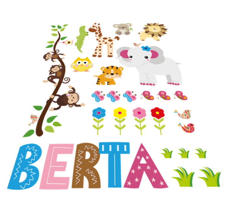 Animal vinyl carpet jungle tree personalized name - TenStickers