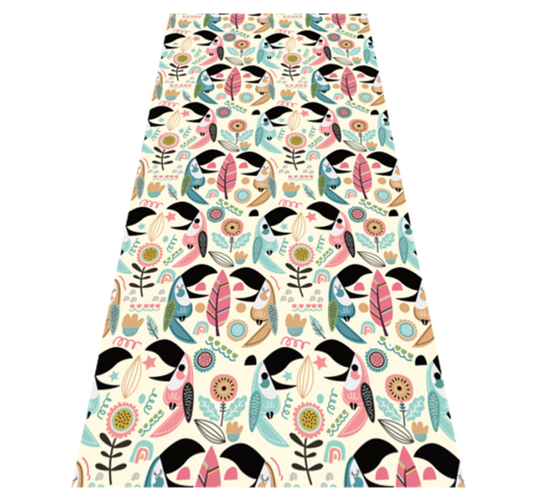 Animal vinyl carpet in blue nordic pastel leaves - TenStickers