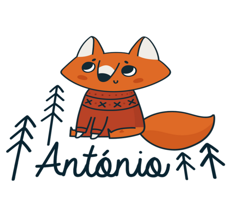 Animal vinyl carpet nordic fox with name - TenStickers