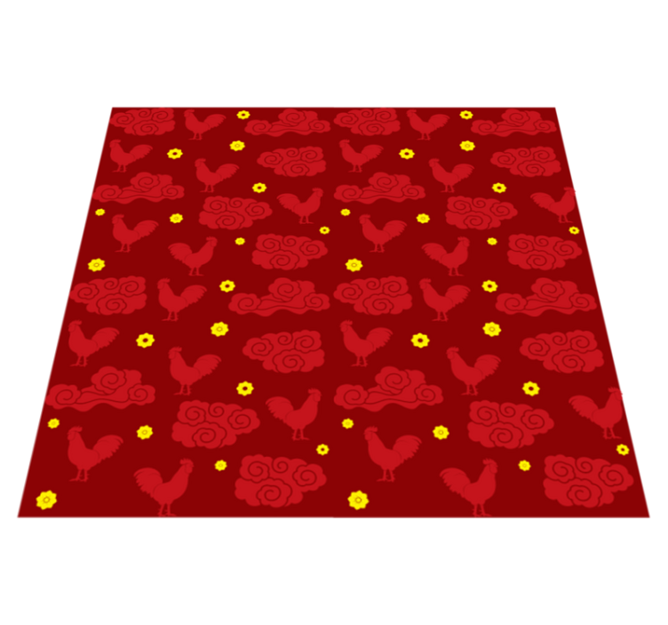 Animal vinyl carpet with chinese style chickens pattern - TenStickers