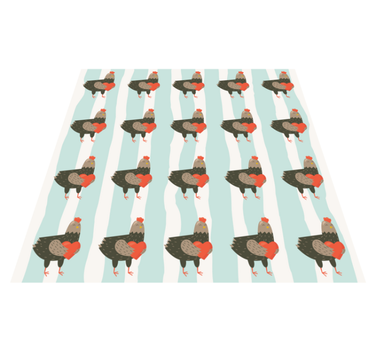 Animal vinyl carpet with white stripes and roosters - TenStickers