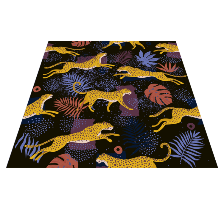 Tropical leaves leopards animal vinyl carpet - TenStickers