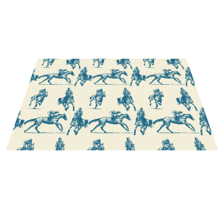 Animal vinyl carpet blue and beige horse pattern - TenStickers