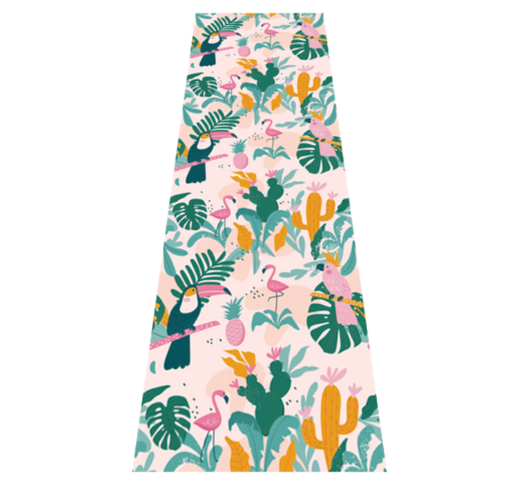 Animal vinyl carpet with green birds on pink - TenStickers