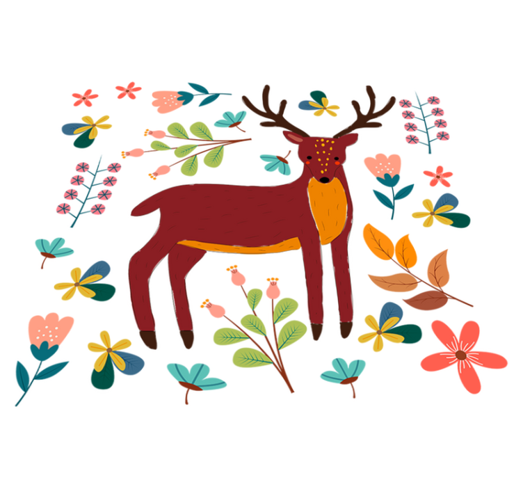 Animal vinyl carpet whimsical deer design - TenStickers
