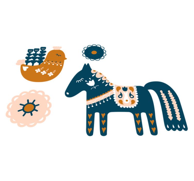 Colorful folk animal vinyl carpet - TenStickers