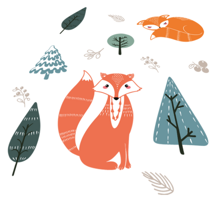 Animal vinyl carpet whimsical fox designs - TenStickers