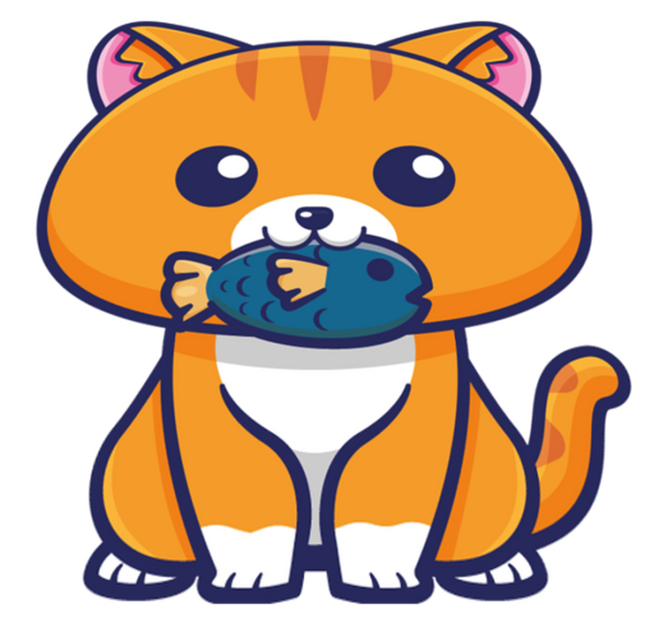 Animal vinyl carpet cute cat with fish design - TenStickers