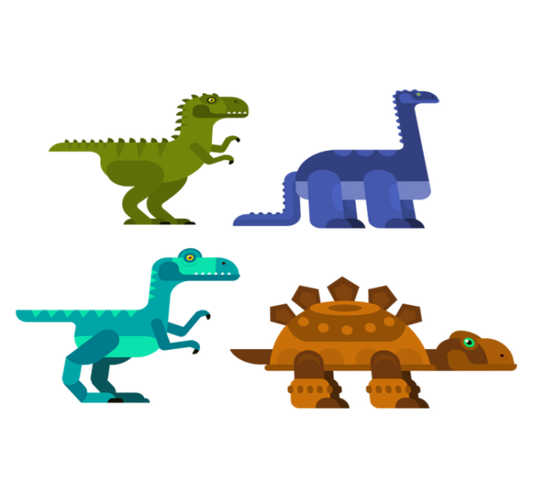 Animal vinyl carpet with colorful moving dinosaurs - TenStickers