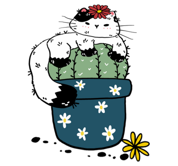 Animal vinyl carpet playful cat cactus - TenStickers