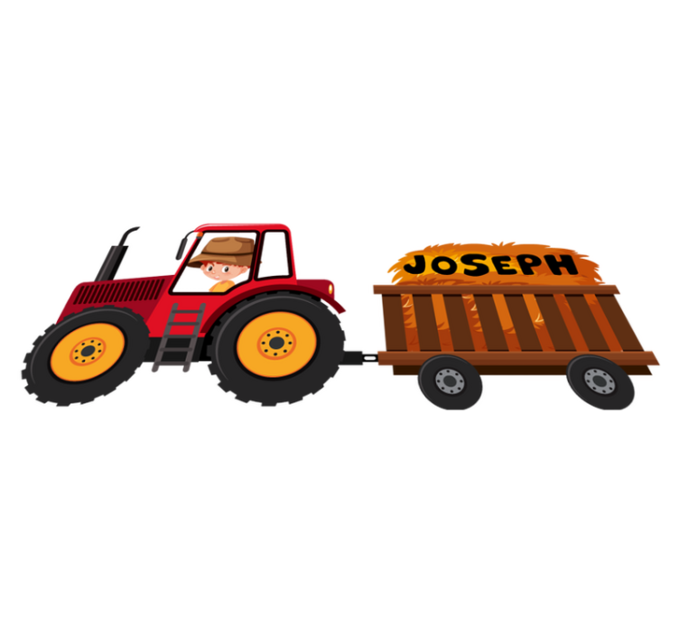 Animal vinyl carpet tractor with hay - TenStickers