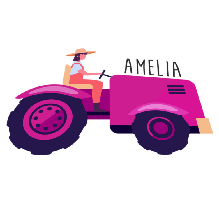 Animal vinyl carpet personalized tractor journey - TenStickers