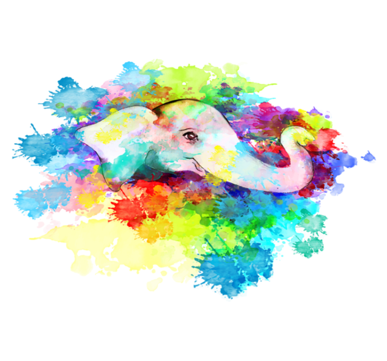 Colorful elephant splash animal vinyl carpet - TenStickers