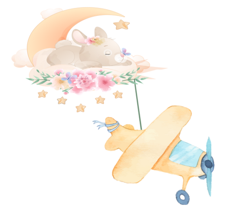 Animal vinyl carpet with bunny sleeping on the moon - TenStickers