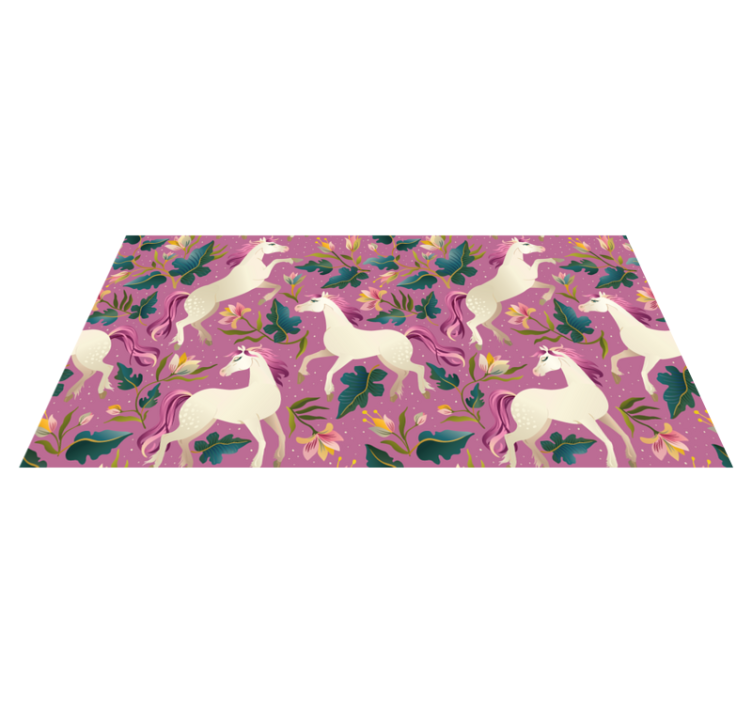 Animal vinyl carpet with pink floral horse design - TenStickers
