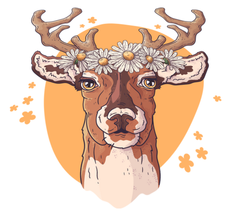 Flower stag animal vinyl carpet - TenStickers