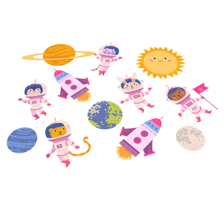 Animal vinyl carpet astronaut animals with rocket - TenStickers