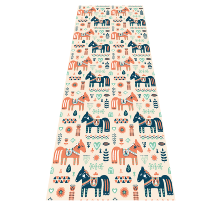 Animal vinyl carpet nordic leaves and horses - TenStickers