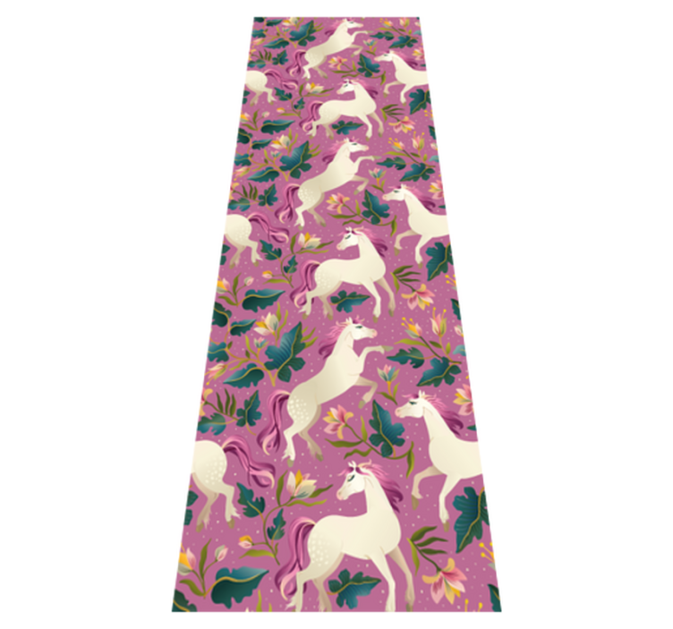 Animal vinyl carpet with pink floral horse design - TenStickers