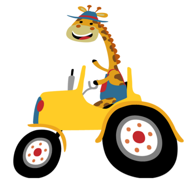 Animal vinyl carpet happy giraffe tractor - TenStickers