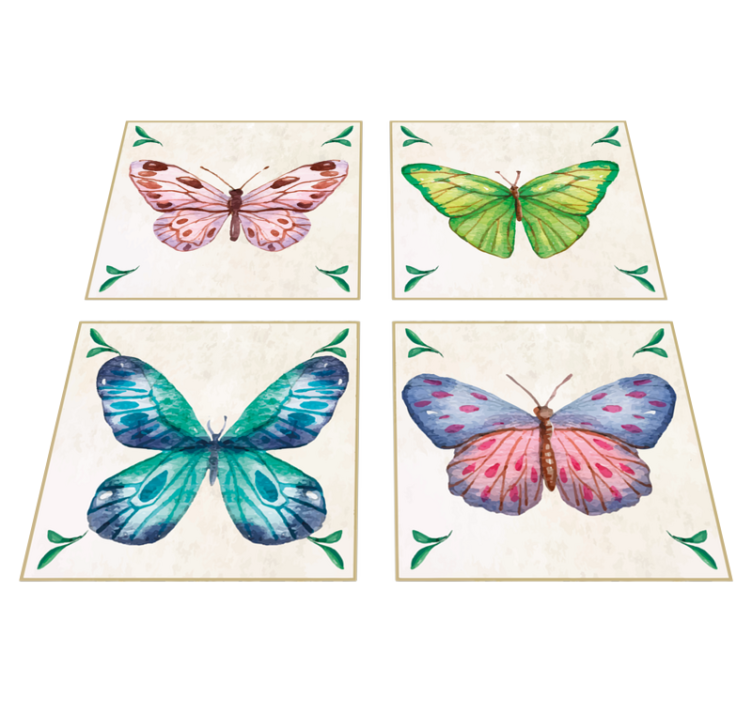Animal vinyl carpet with bright butterfly patterns - TenStickers