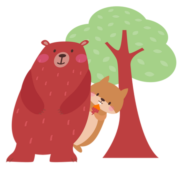 Animal vinyl carpet squirrel and bear friendship - TenStickers